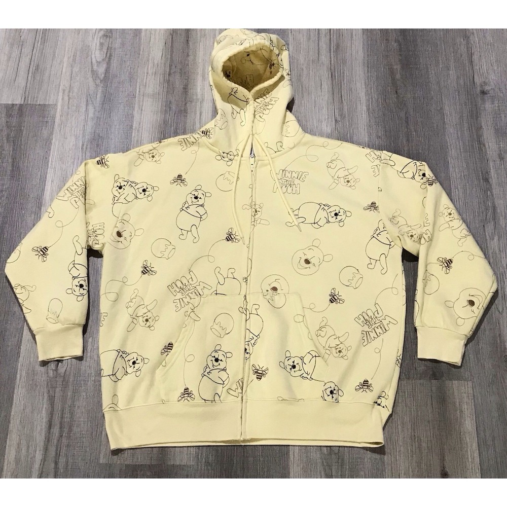 Disney Winnie the Pooh XXL Hoodie Embroidered Full Zip Hooded Sweatshirt 2XL